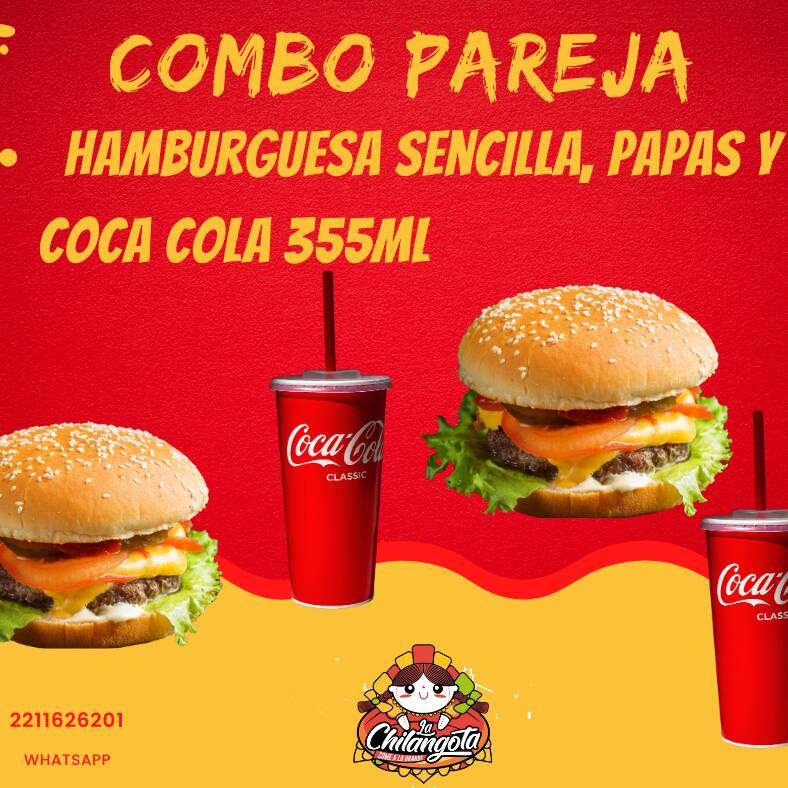 Combo Pareja 2 Hamburguesas y 2 Cocas