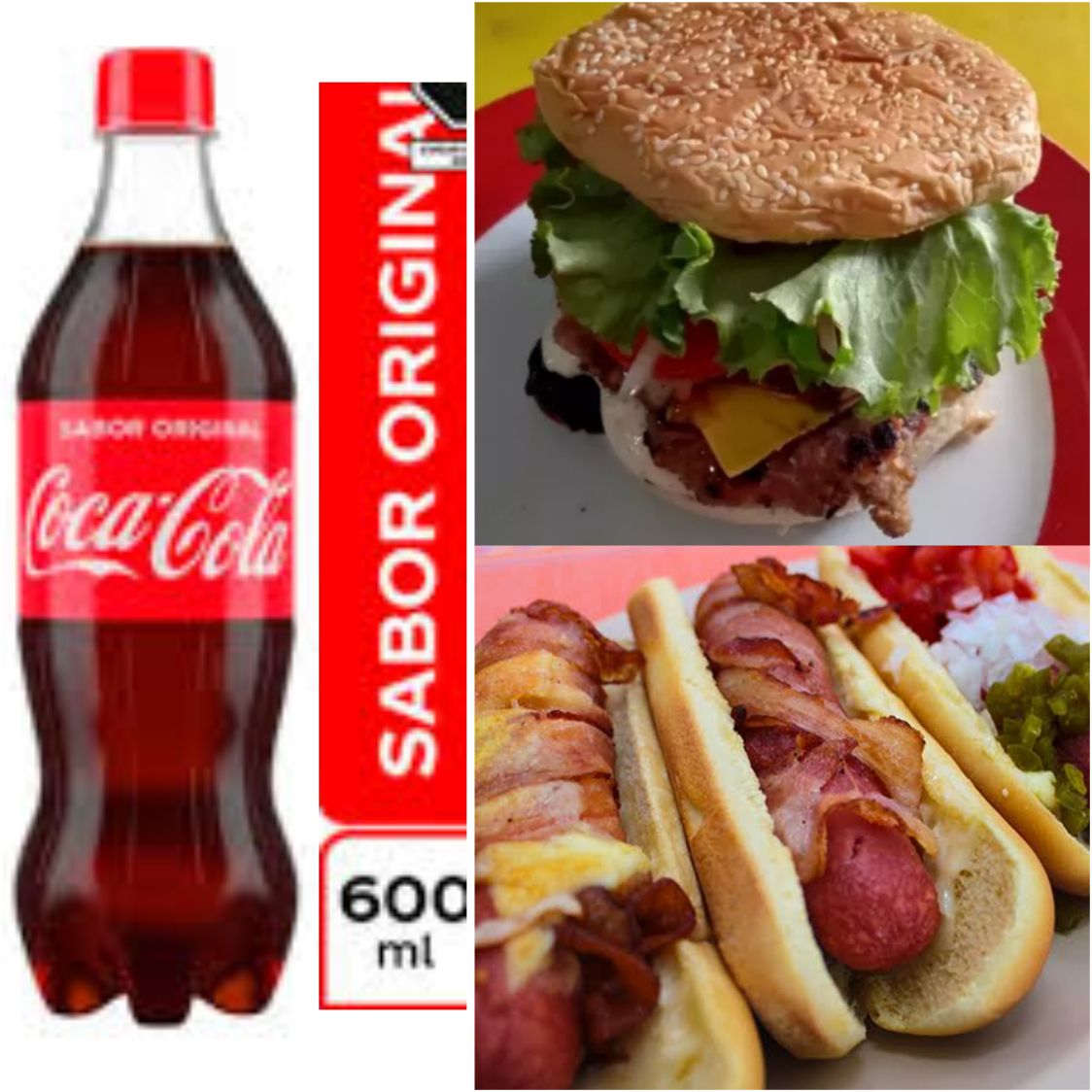 HamburguesaCrujiente+2HotDog C/Tocino+Refresco
