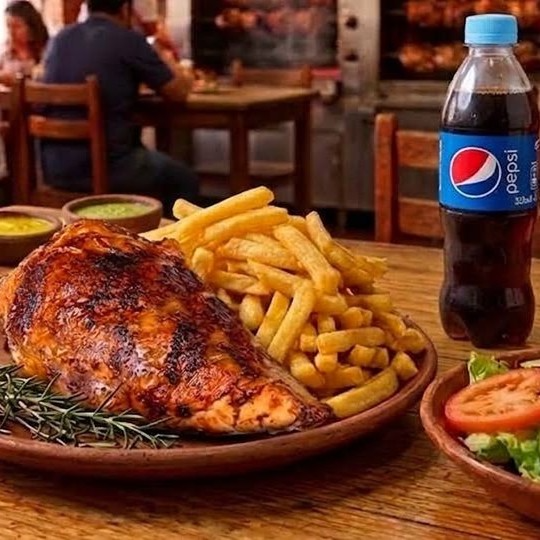 Promo 1/4 Pollo Pecho + 1 Gaseosa 355 Ml