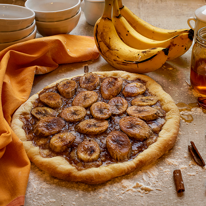 Muçarela, Banana, Creme de Leite, Canela e Leite Condensado