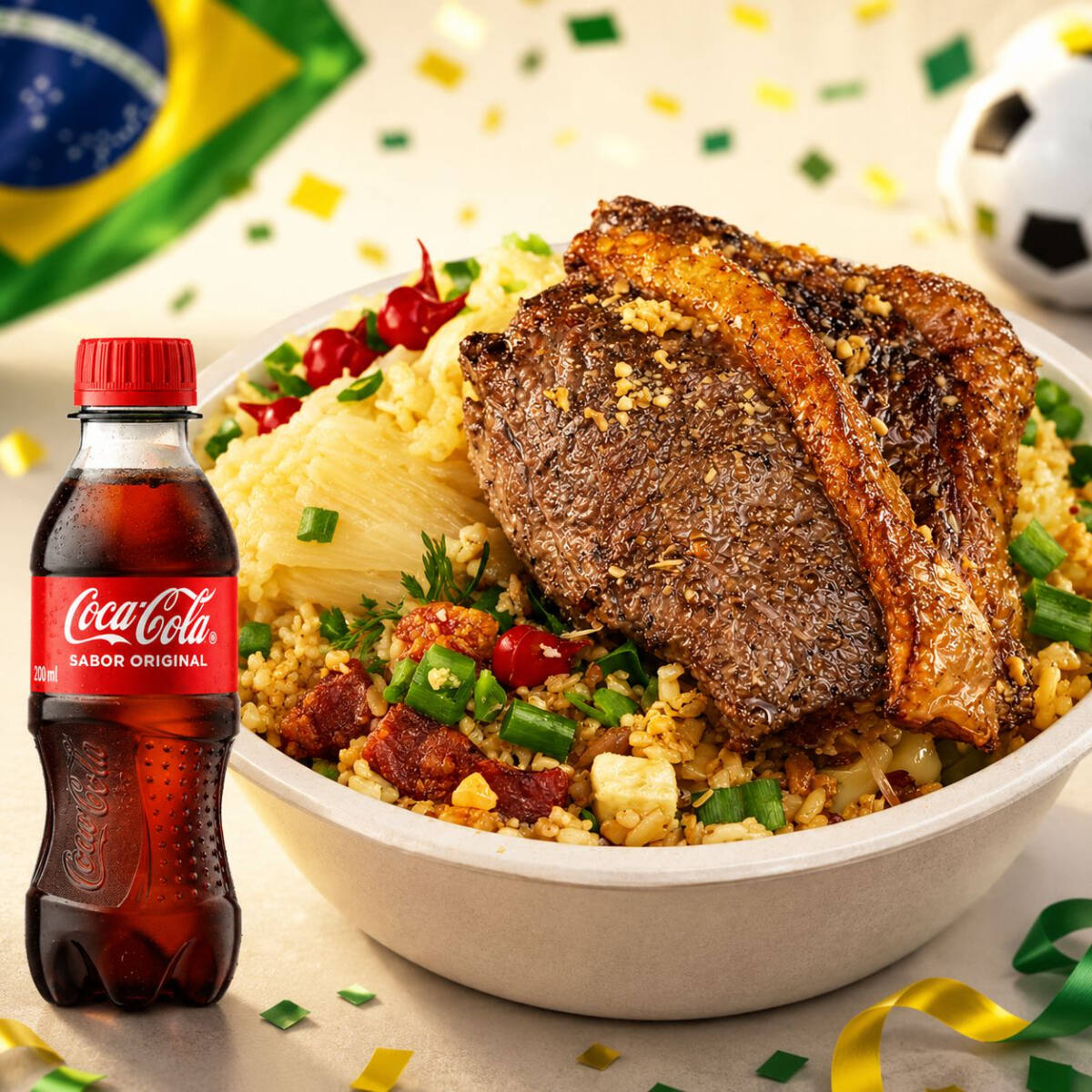 Nosso Delicioso Baião De Dois, É Feito Com Linguiça Defumada, Cebola, Arroz, Feijão De Corda Legitimo, queijo coalho, Regado Com Manteiga De Garrafa Pra Deixar Aquele Sabor Inconfudivel, Tempero Baiano, Coloral E Salsinha. Acompanha Mandioca Frita Na Manteiga , Finalizado Com Cebolinha E Pimenta Biquinho. + 1 bebida a sua escolha( indicado pra 1 pessoa )