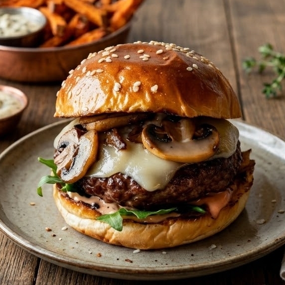 Hamburguesa con Champiñones