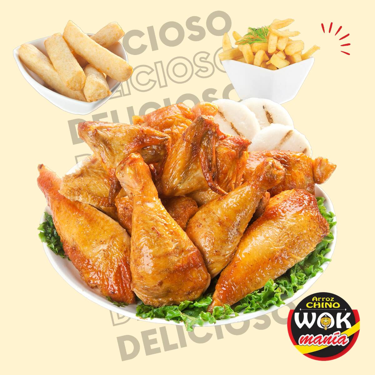 1 Pollo + 3 Acompañamientos