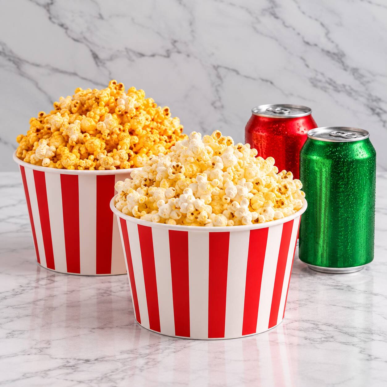 Combo Casal 1 - 1 Pipoca de Cinema + 1 Pipoca Tradicional + 2 refrigerantes em lata