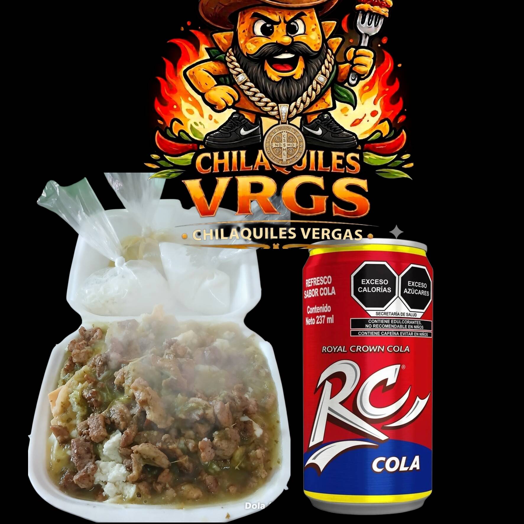 Chilaquiles verdes refresco grátis
