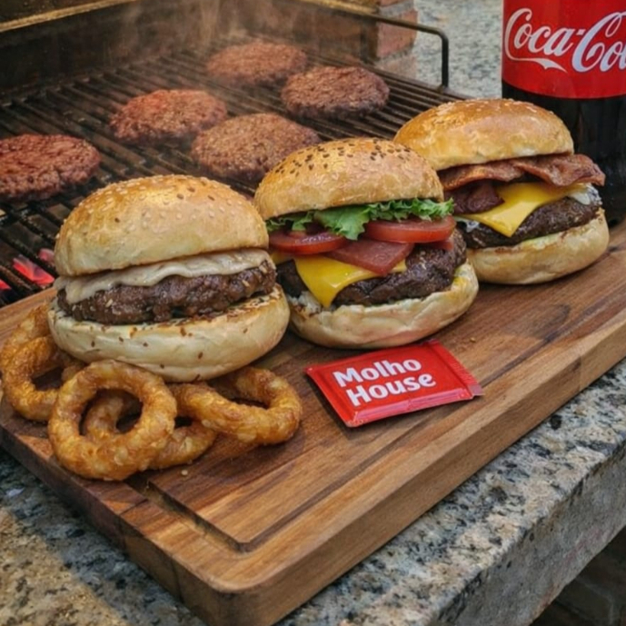 1x Batata Crinckle , 1xBaby Churras , 1xChurras Bacon, 1xChurras Calabresa, 2x Coca-lata , 1x Sachê de Molho House.