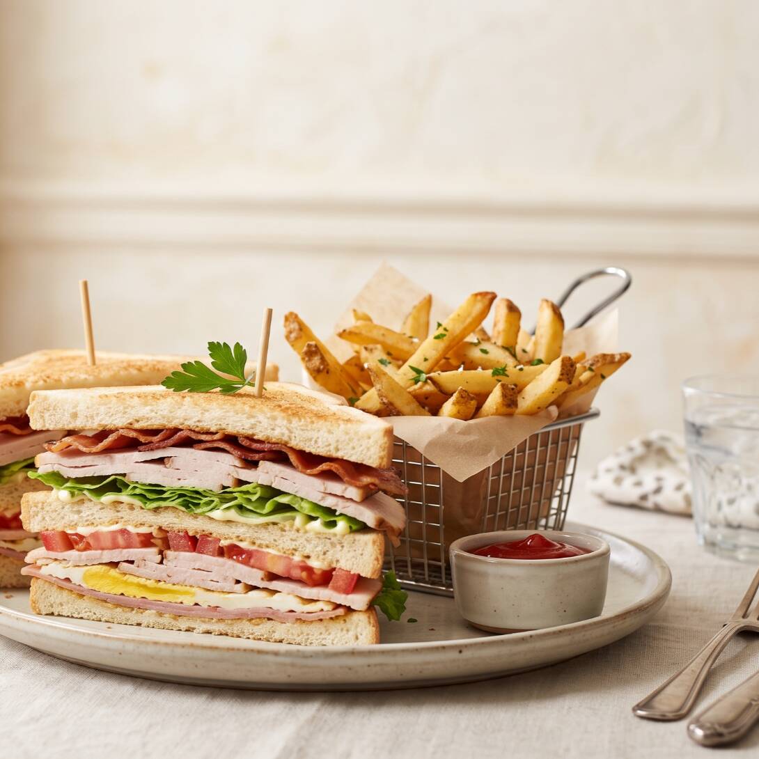Club Sándwich con Papas a la Francesa