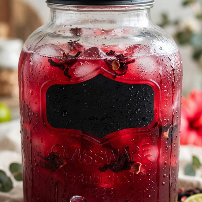 Agua de Jamaica con Fresa