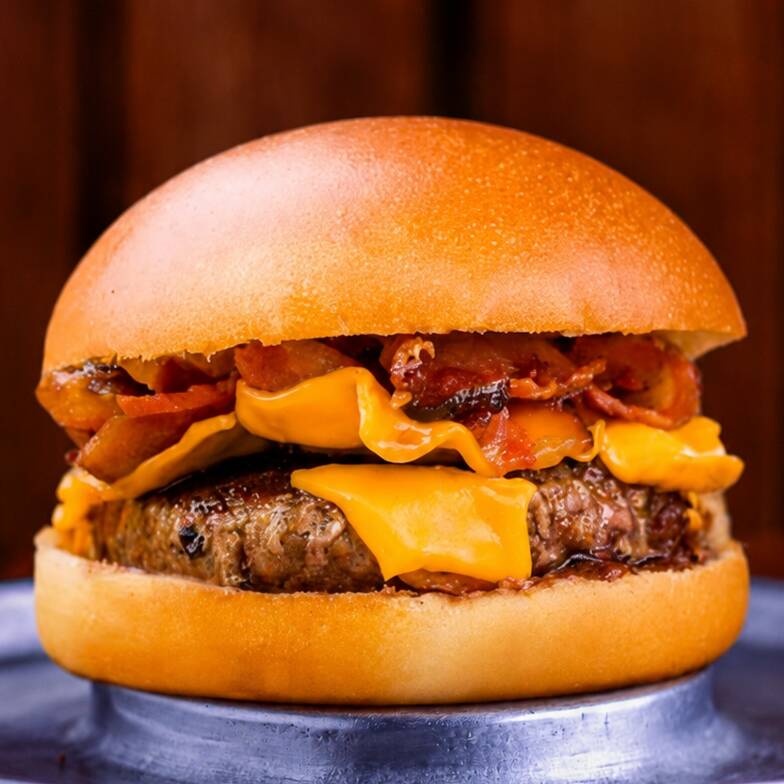 Pão brioche macio com hambúrguer de costela suculento, cheddar cremoso e bacon crocante. Uma combinação intensa, irresistível e perfeita para quem ama muito sabor.