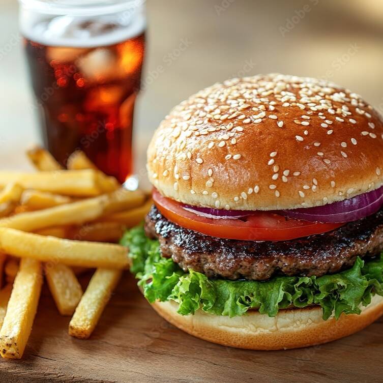 HAMBURGUESA CON PEPSI Y PAPAS