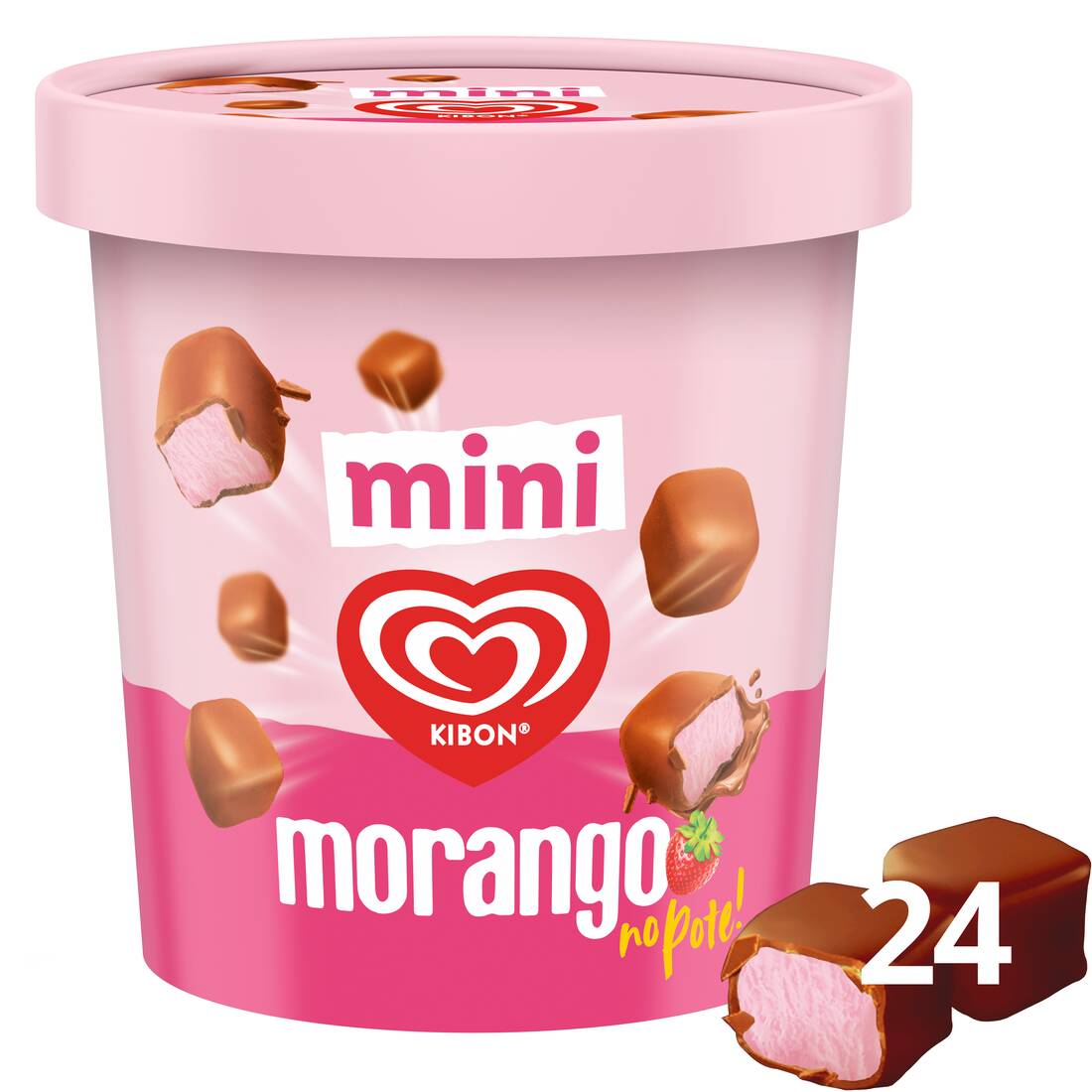 Agora seu Mini está em dobro e no pote! São 24 bombons de Mini Morango para compartilhar com quem você mais gosta. O novo Mini Morango no pote é uma explosão de sabores: o frescor do morango e o azedinho que desperta o paladar em perfeita combinação com o chocolate crocante que derrete na boca. Ideal para matar aquela vontade de um docinho ou para uma pausa refrescante no seu Dia!