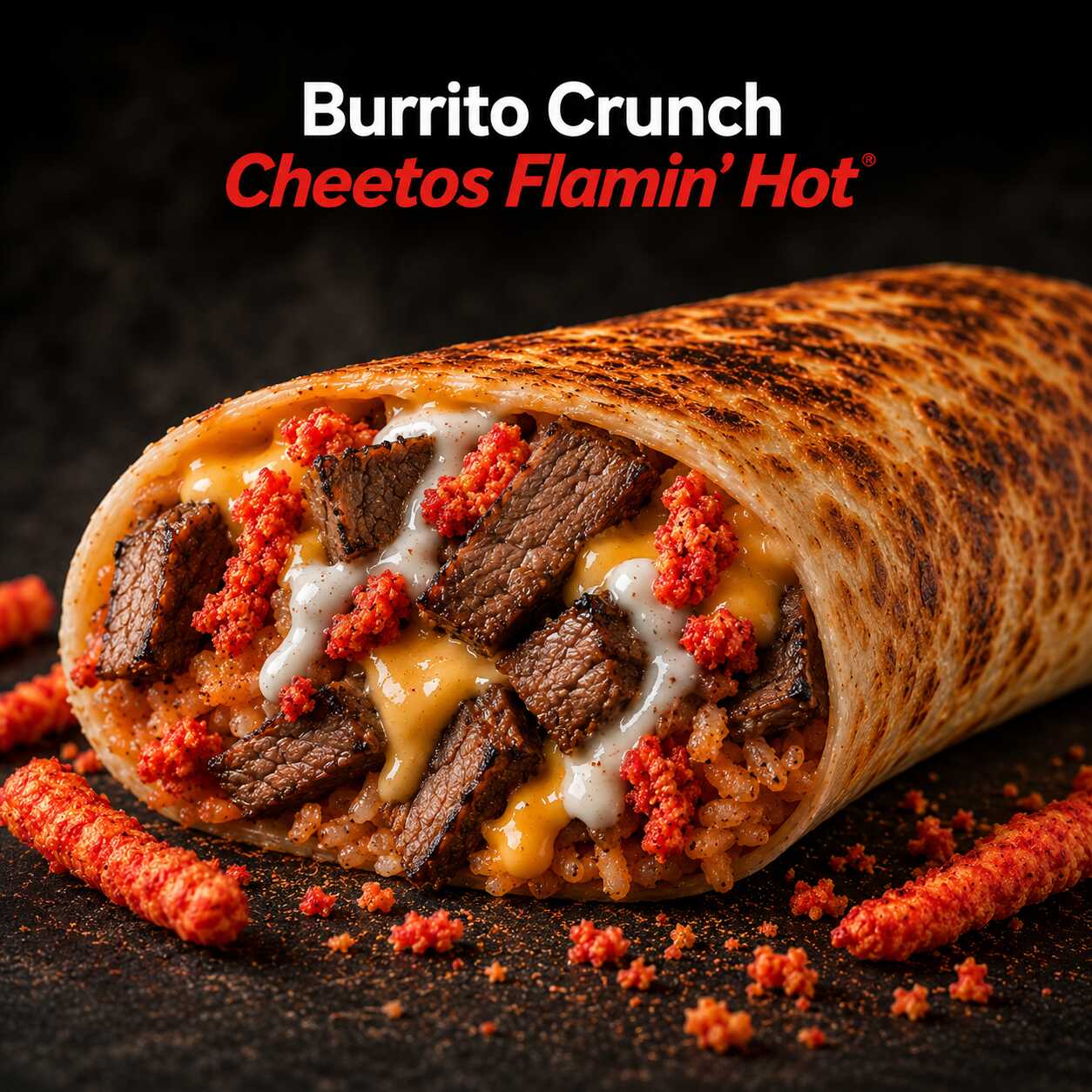 Burrito Crunch Bistec con Cheetos Flaming Hot