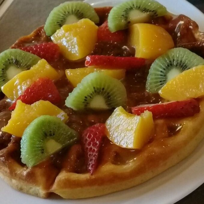 Waffles con fruta