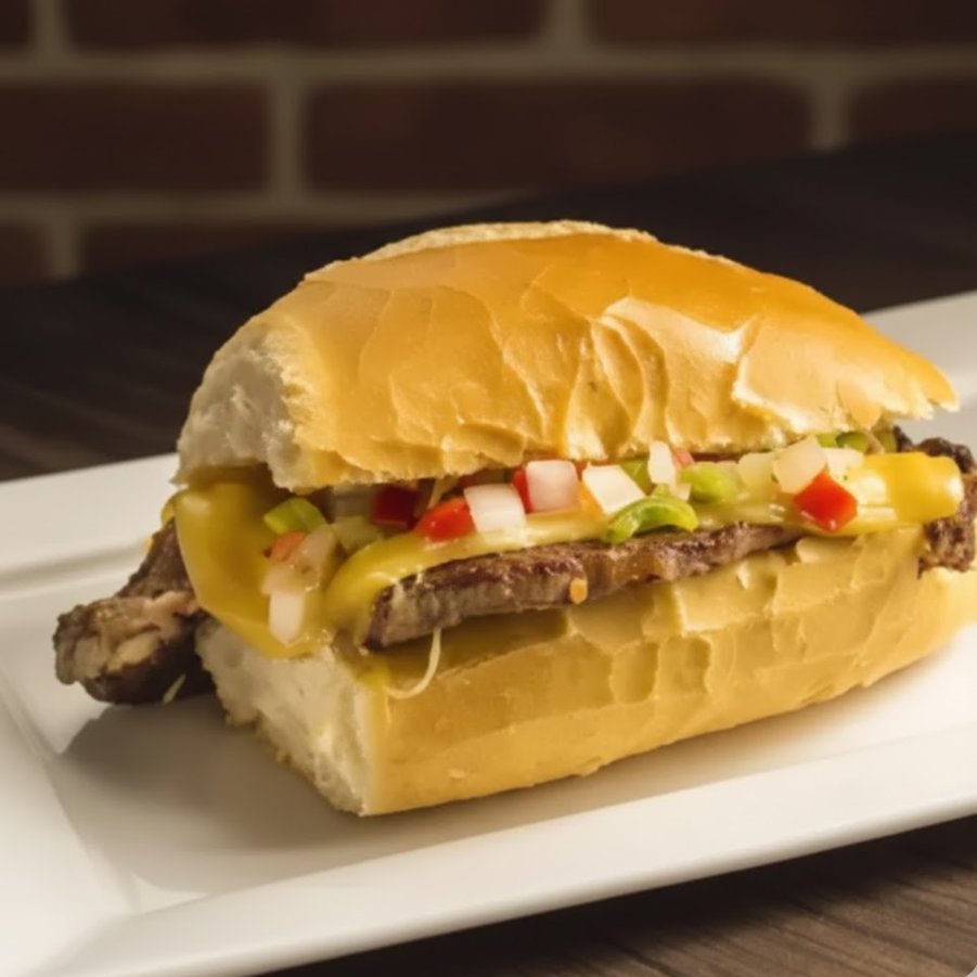 Pão, filé mignon e vinagrete