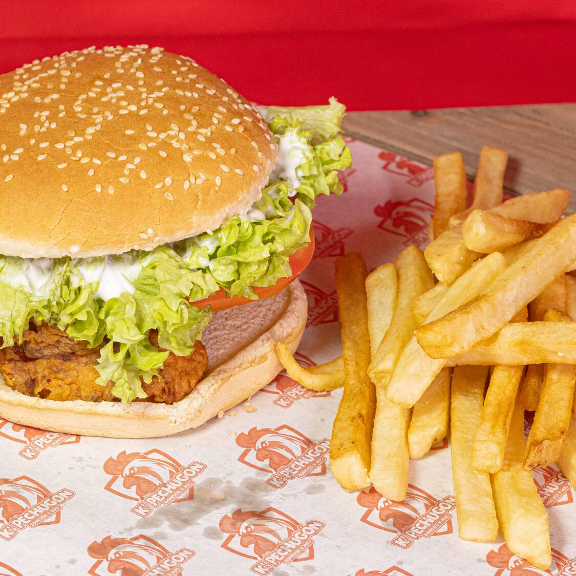 Hamburguesa de Pollo con Papas
