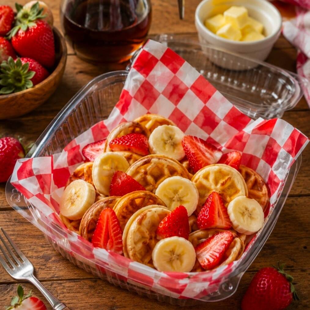 Mini Waffles Con Fruta 16 Piezas