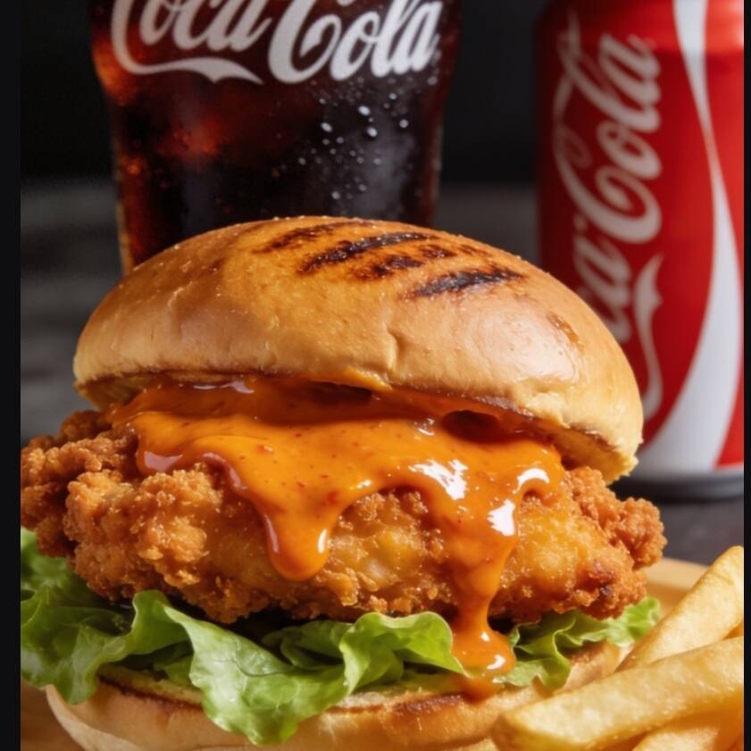 Hamburguesa de pechuga empanada