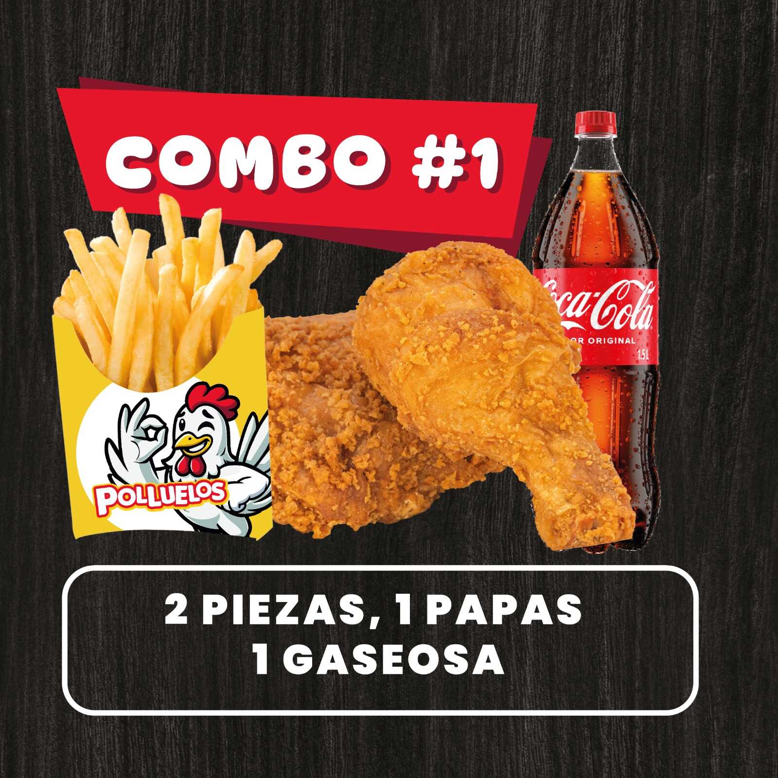 Combo 1 ( 2 pz + papa peq + gaseosa )