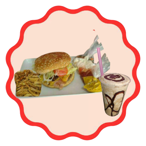 Hamburguesa con Papas mas Frappe