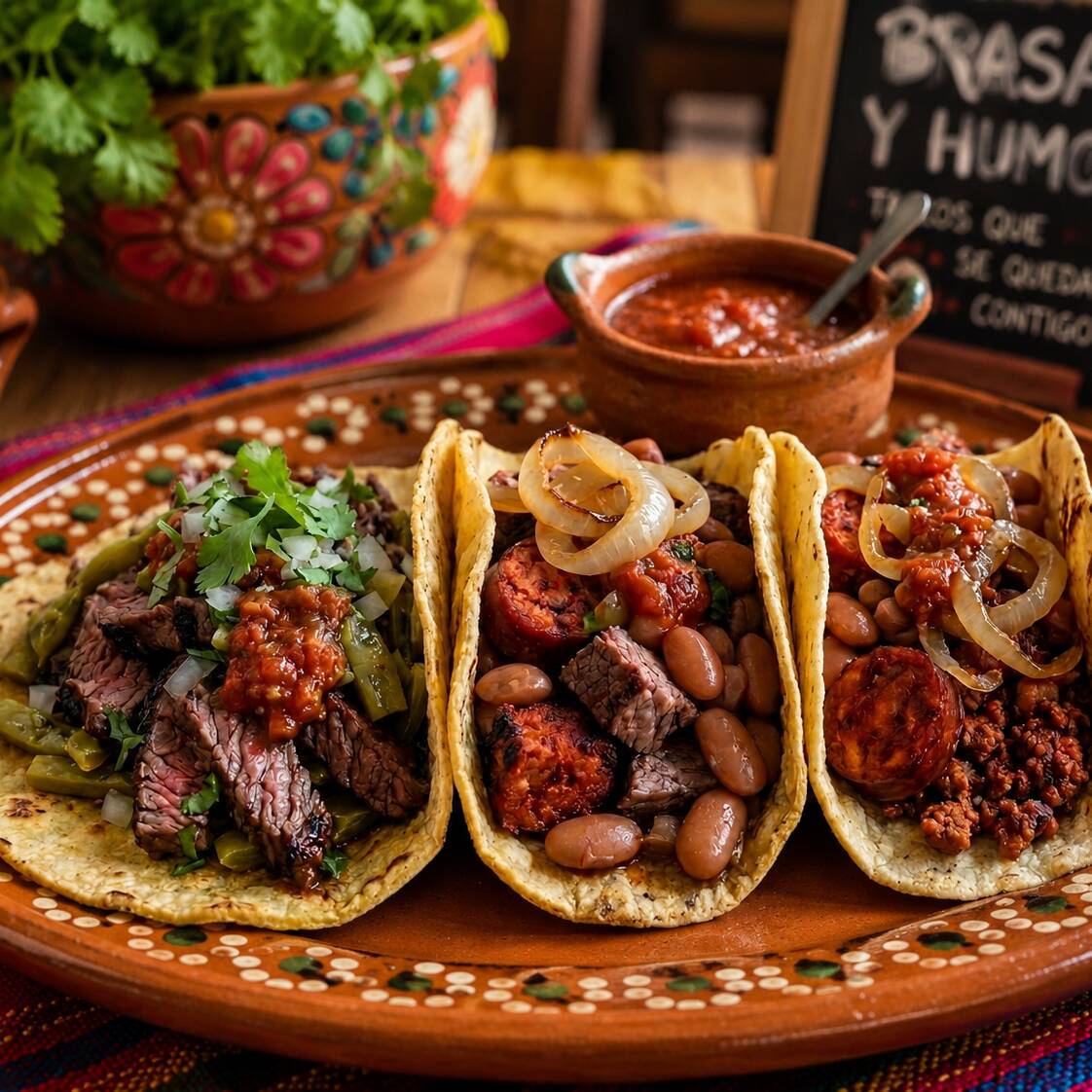 3 Tacos Arrachera + Agua Jamaica Natural