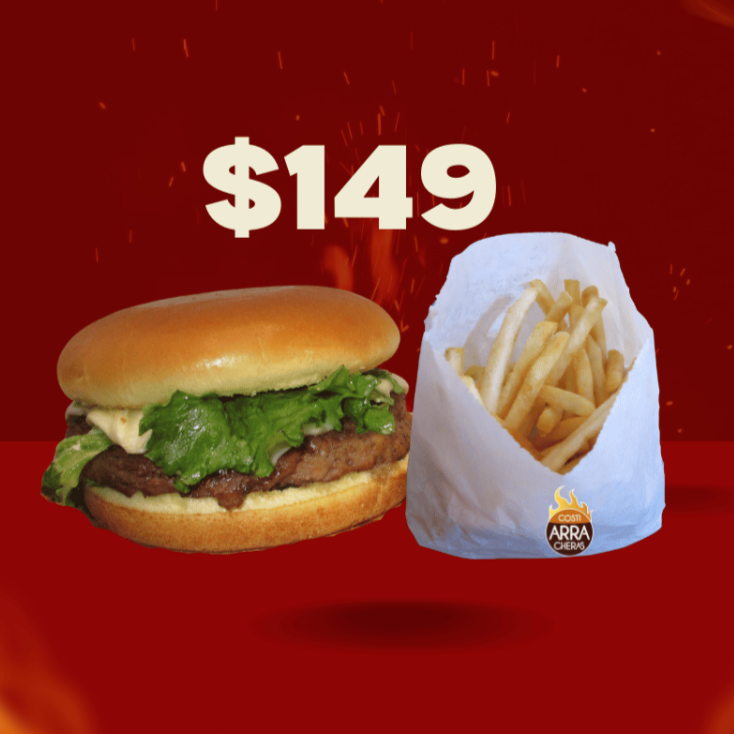 Burguer de Arrachera con Papas