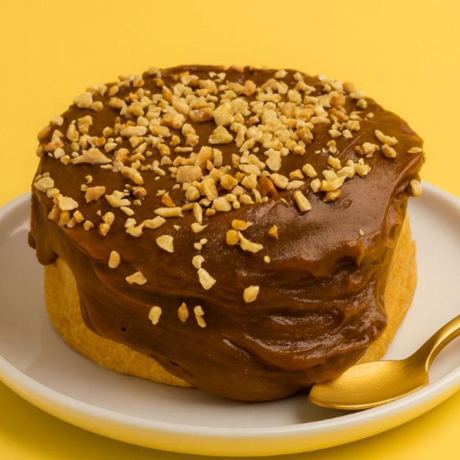 Mini bolo de doce de leite, massa macia e recheio cremoso, finalizado com cobertura de doce de leite. Perfeito para matar a vontade de um doce na medida certa.