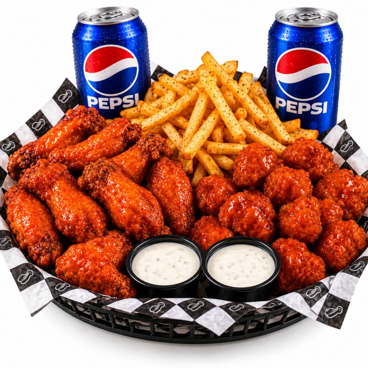 10 Boneless + 10 Alitas + Papas + Ranch + PEPSI