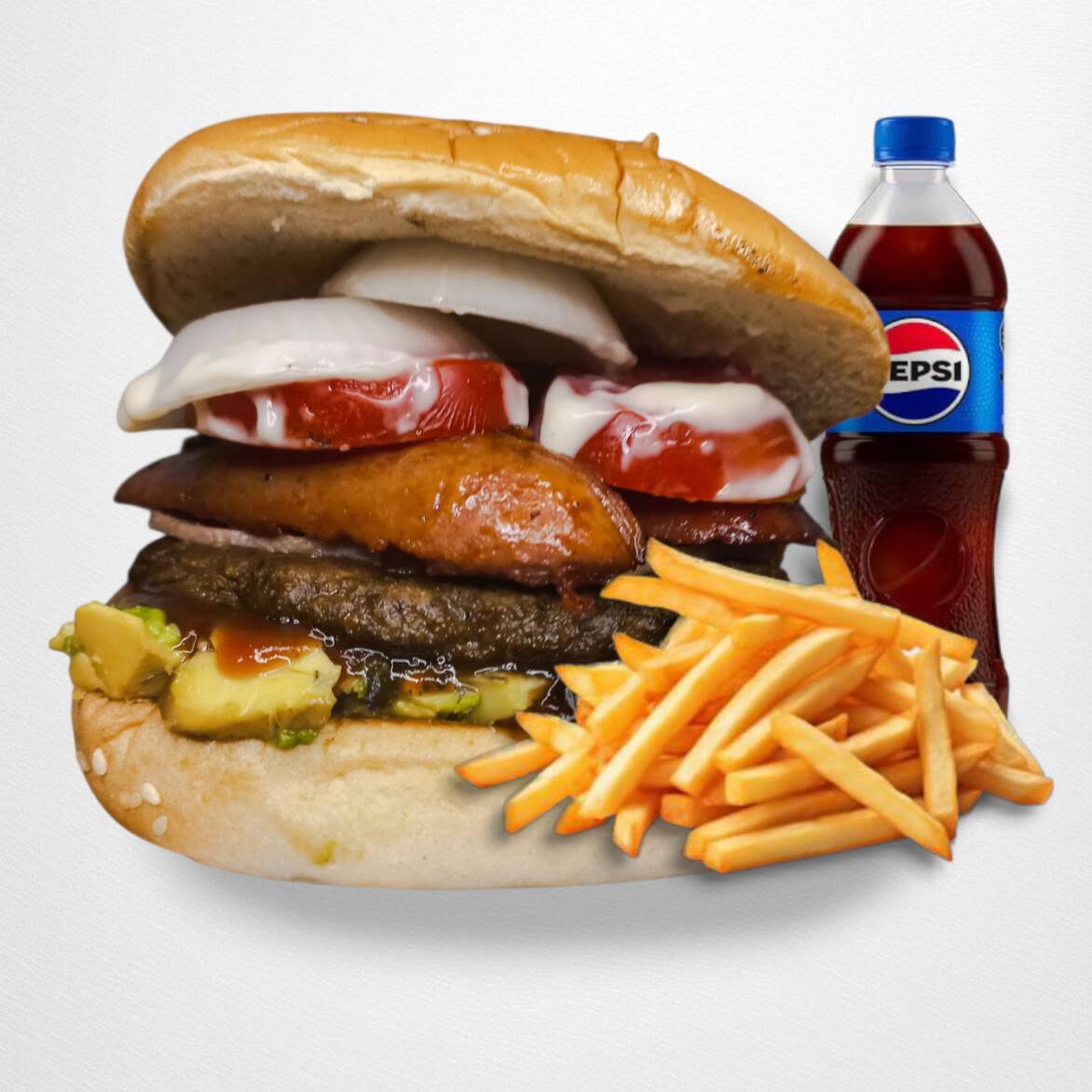 Burger Polaka + Papas + Pepsi 600 ml