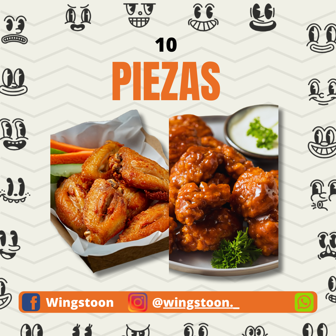 Boneless o Alitas 10 Piezas
