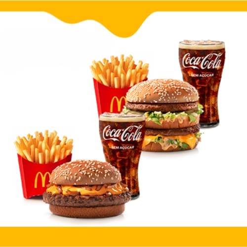 São 2 Mcofertas Médias Clássicas para você compartilhar com quem preferir #Méquinosofá. Escolha 2 (dois) sanduíches entre as opções: Big Mac, Cheddar McMelt, Quarterão com Queijo, McChicken, McChicken Bacon, Duplo Burger com Queijo, Duplo Burger Bacon Mcn