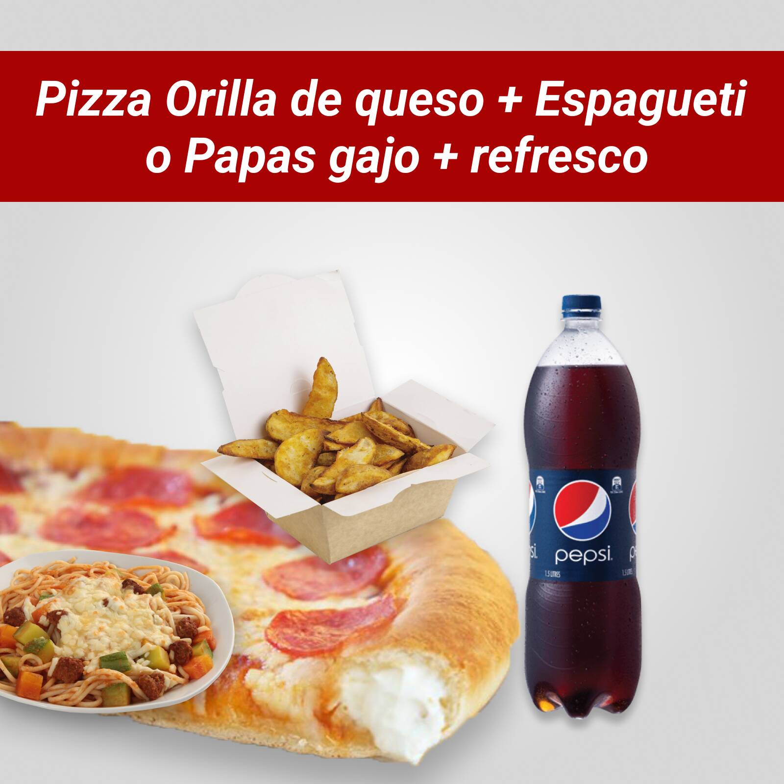 Combo 4 (Pizza Mediana Con Orilla+espa o pa+refre)