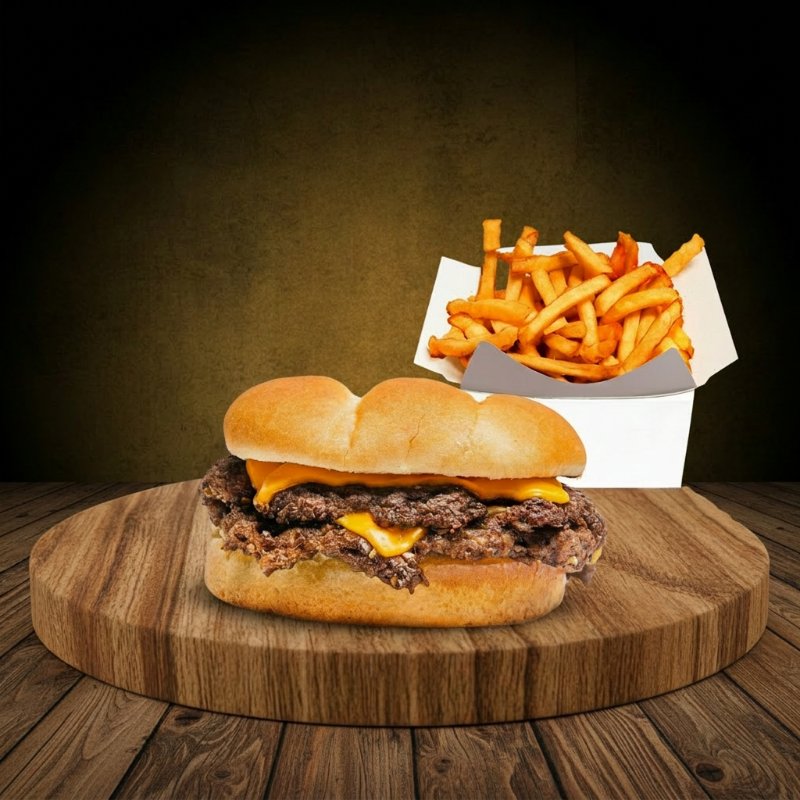 Smash Double Grilled Cheese + Papas