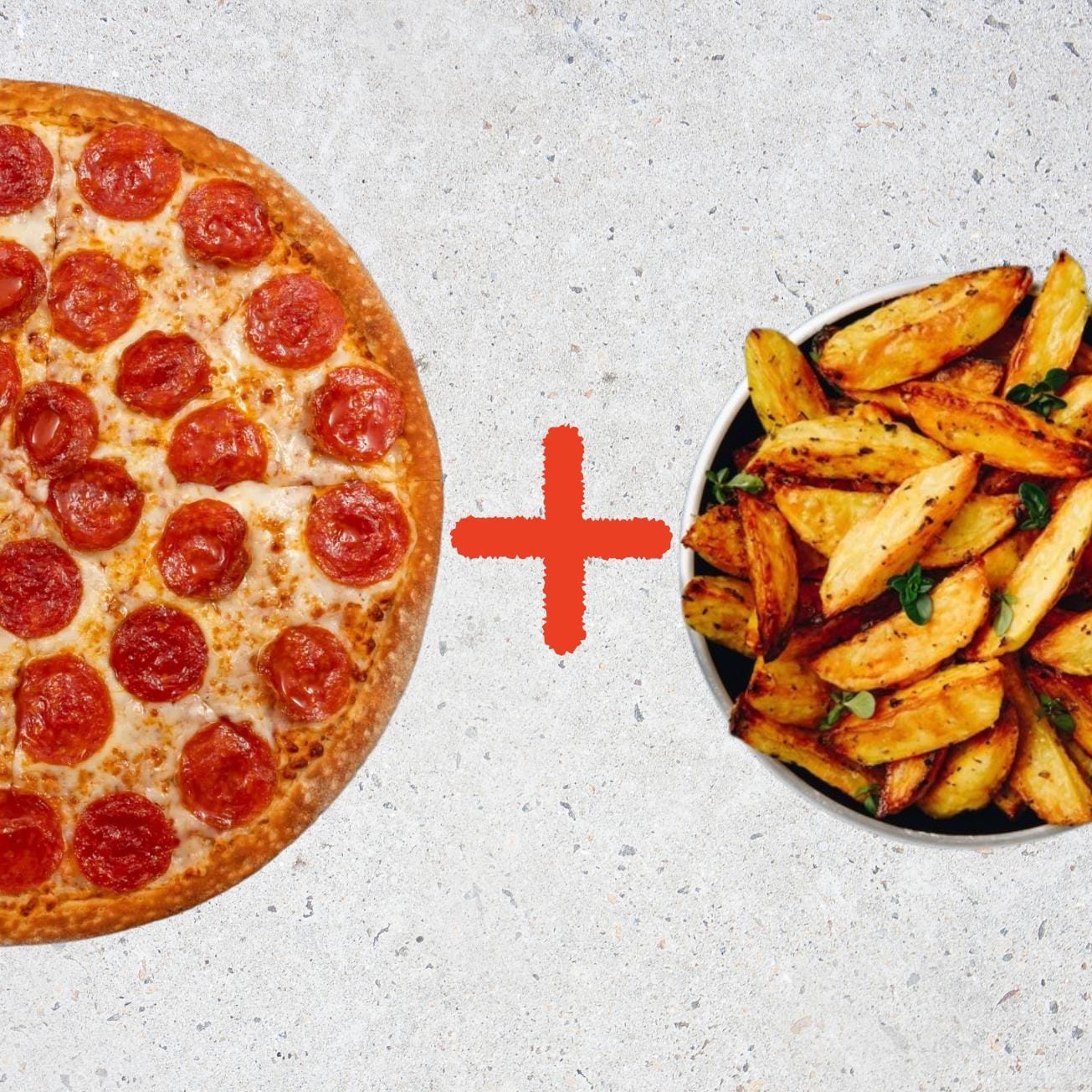 Pizza más Papas de Gajo