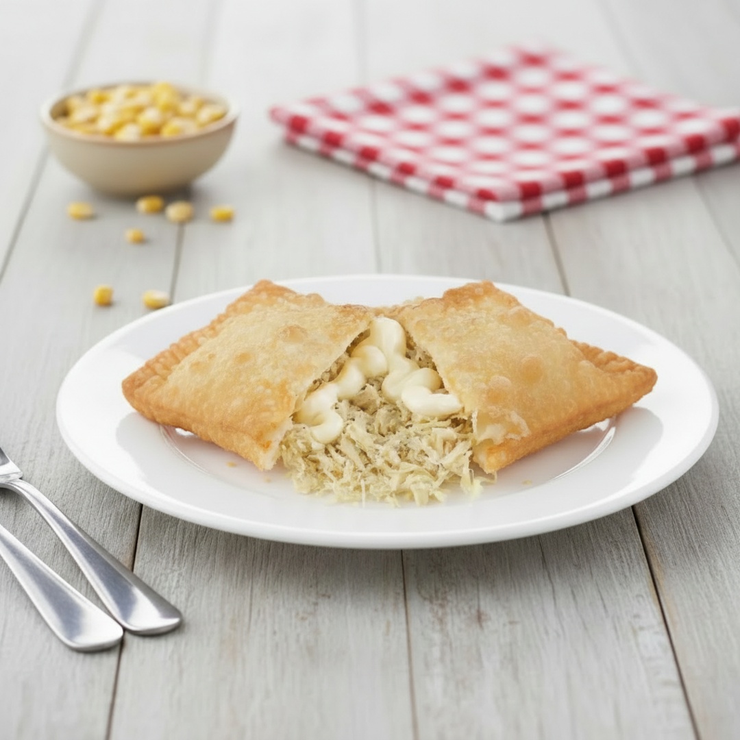 Frango desfiado, requeijão cremoso.
