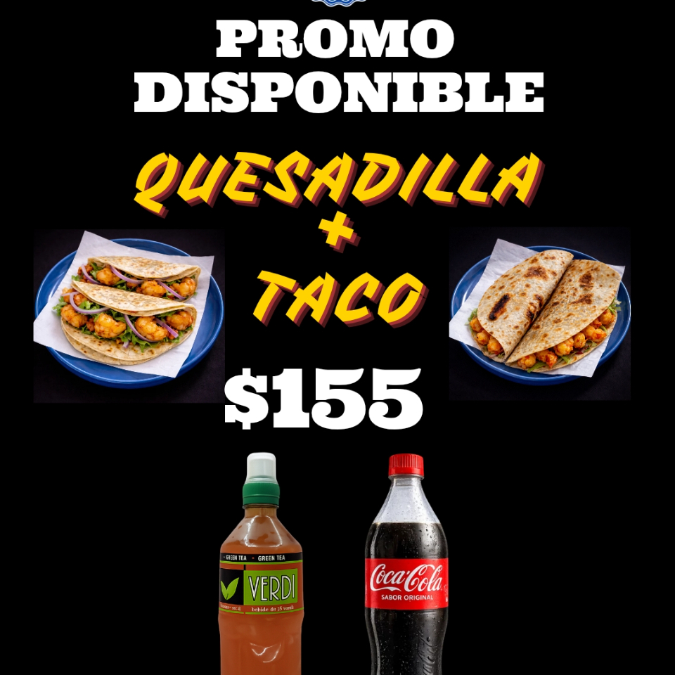 Quesadilla + Taco (camarón) + Coca-Cola 600 ML