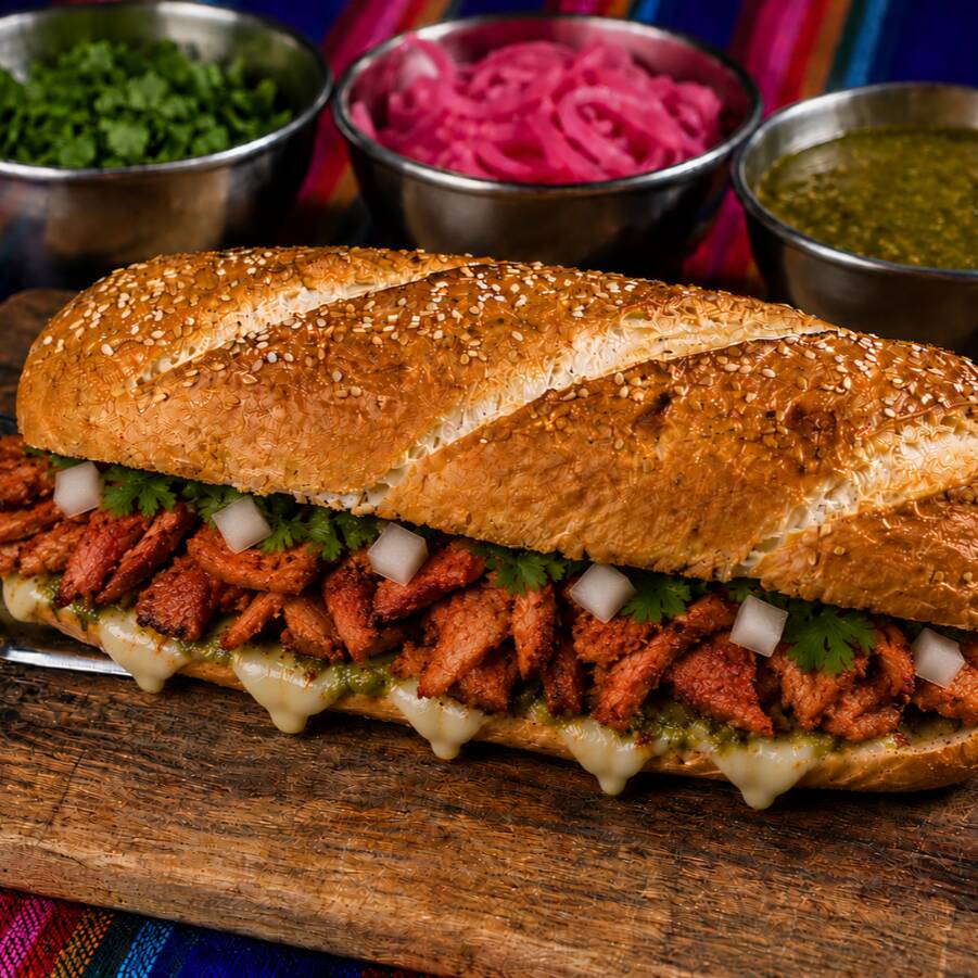 Baguette de adobada con aguacate