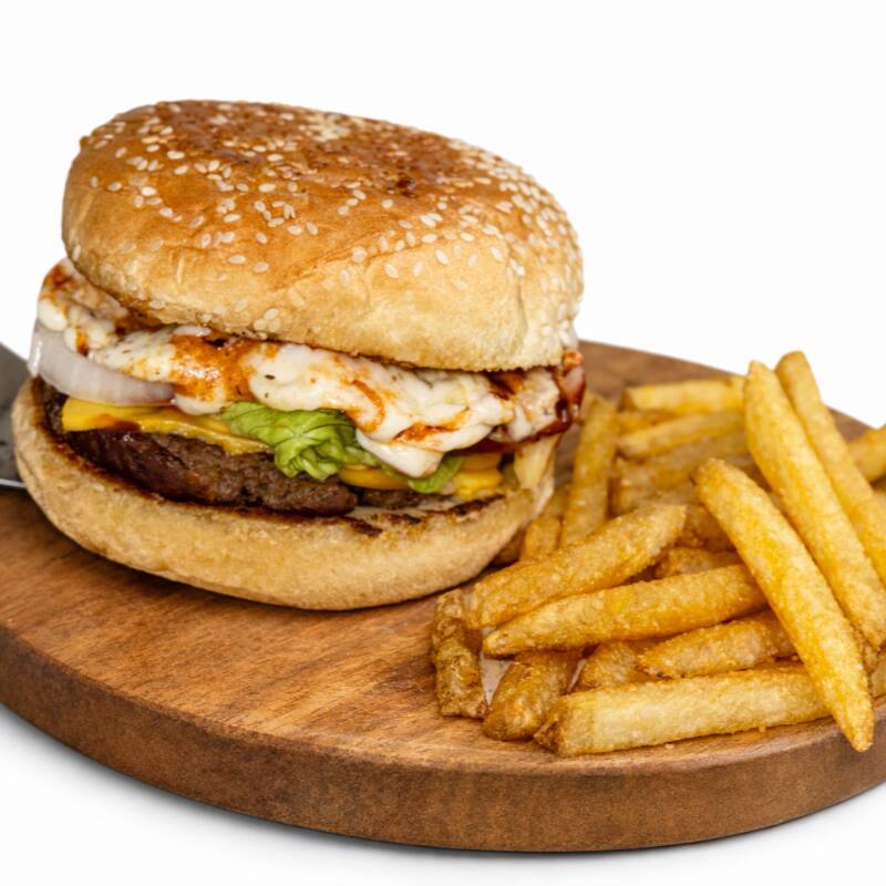 Super Chesse Burguer con Papas