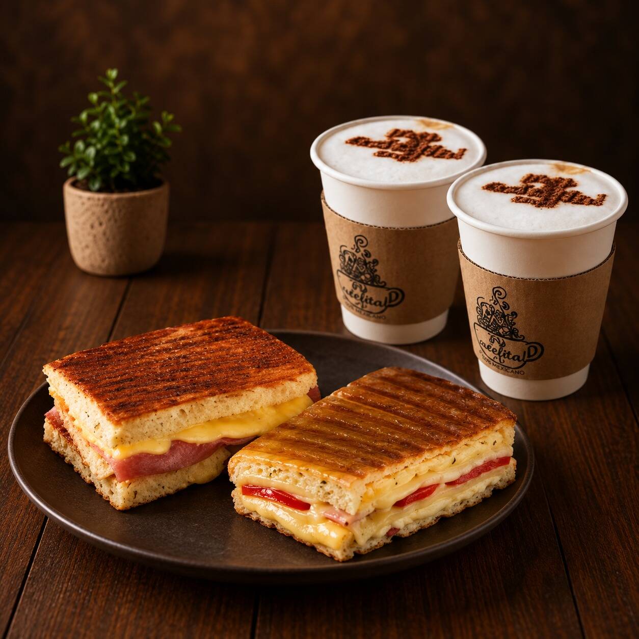 Dos Paninis + Dos Vainillas Calientes 12 Oz
