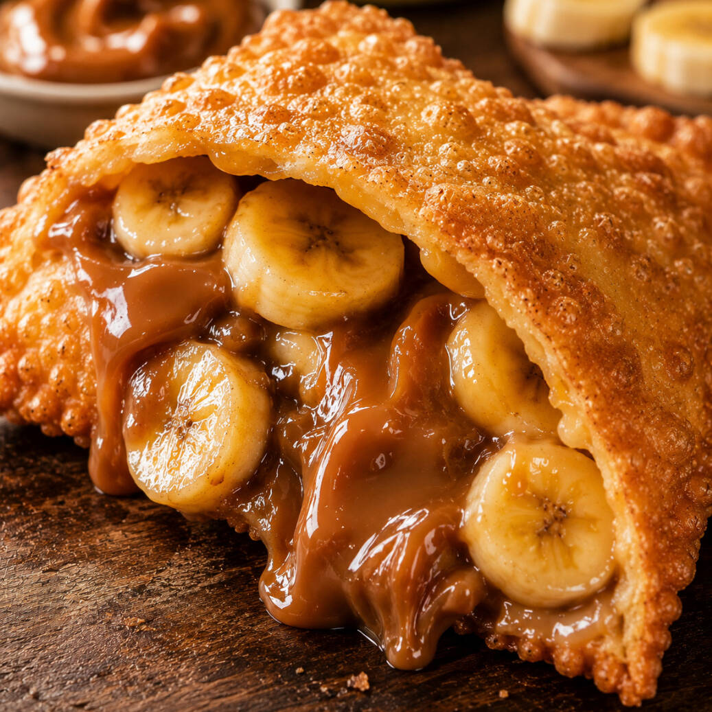 Doce de leite e banana fatiada.