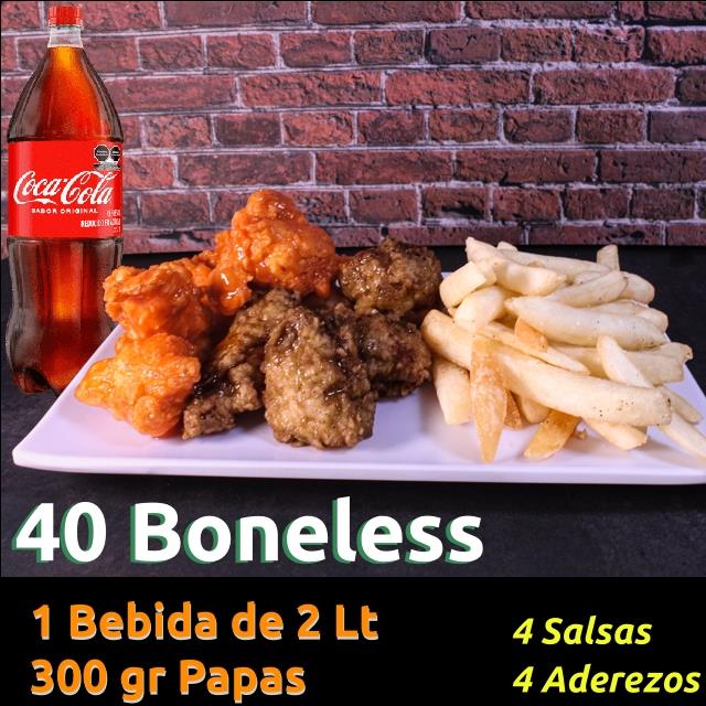 COMBO BONELESS DE 40 PIEZAS, PAPAS A LA FRANCESA (300G), 1 REFRE