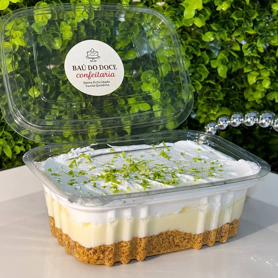 Tamanho da embalagem: 350ml
Farofinha de bolacha, mousse de limão, chantilly raspas de limão