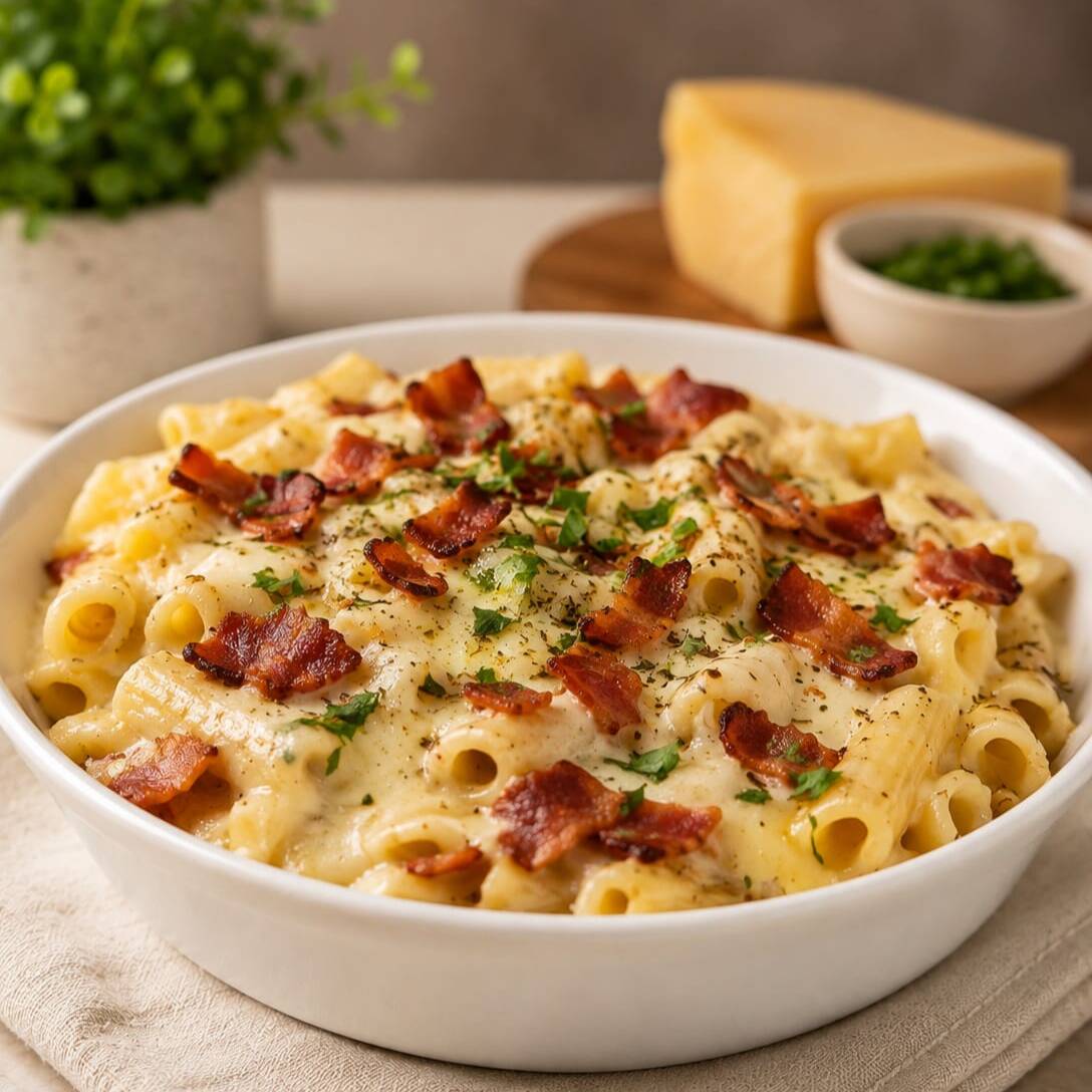 🍝 Macarrão ao molho branco com bacon 🥓
Sabe aquele prato que abraça a alma? Nosso macarrão é preparado com um molho branco super cremoso, temperado na medida certa e finalizado com bacon crocante, garantindo uma explosão de sabor a cada garfada.
Perfeito para transformar seu almoço ou jantar em um momento especial. Faça seu pedido e experimente essa combinação irresistível! 🤍✨