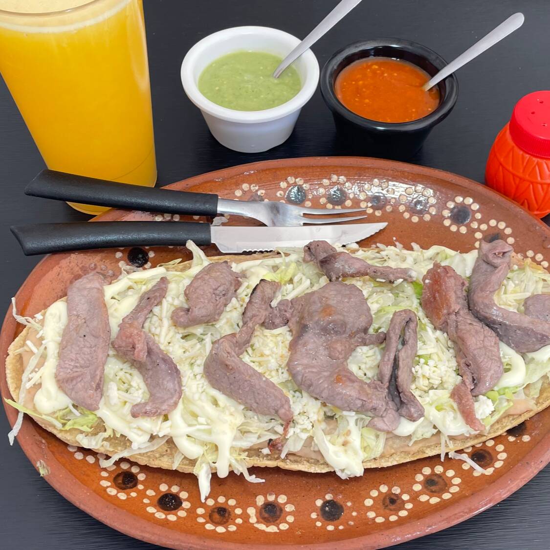 Huarache con arrachera