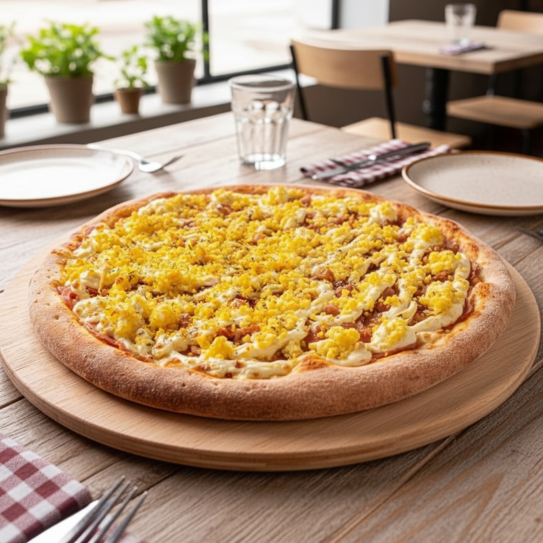 Pizza Grande com 40cm Serve até 4 pessoas Podendo escolher até 2 sabores.