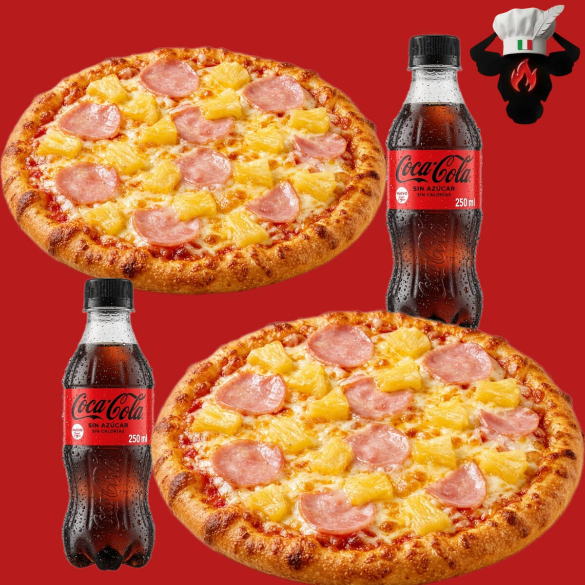 COMBO DUO PIZZAS HAWAIANAS JUNIOR + 2 GASEOSAS⭐⭐⭐