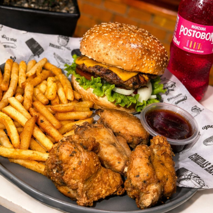 Super Combo Burger And Wing