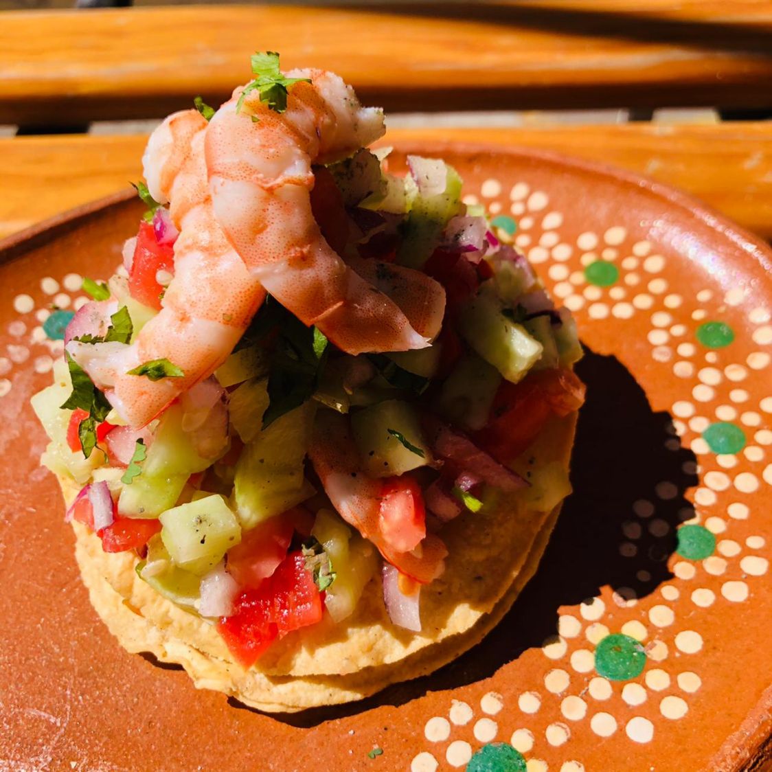 Tostada de Camarón Cocido
