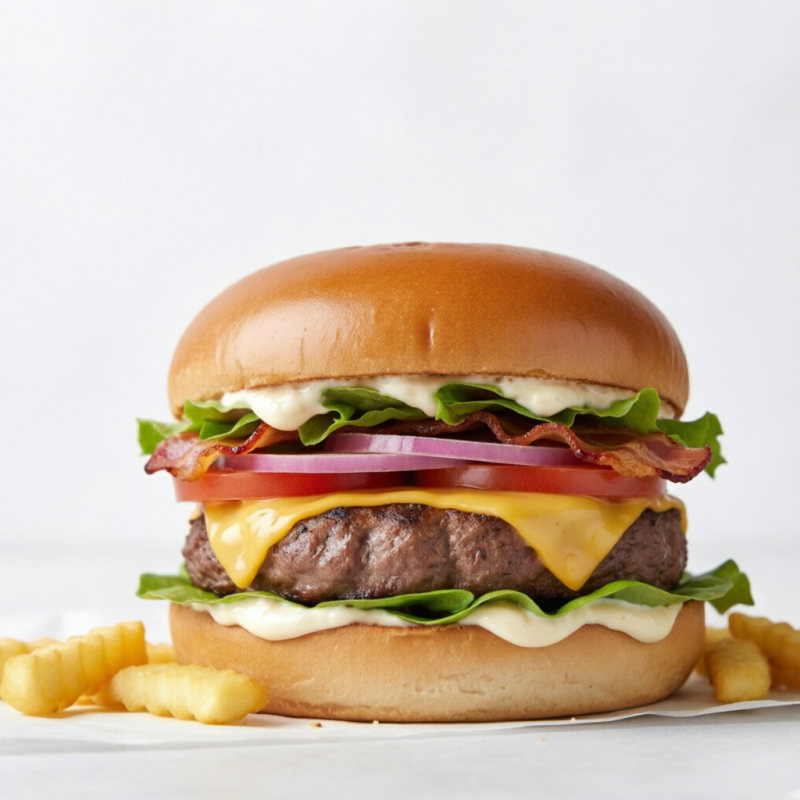 Pao Fresquinho,Hamburguer,Maionese,Presunto E Queijo,Tomate Alface E Bacon