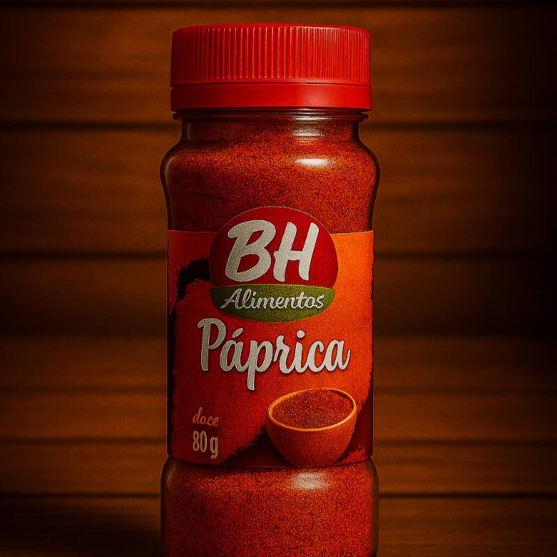 Frasco plástico com 80g de Páprica Picante. - Linha Premium.