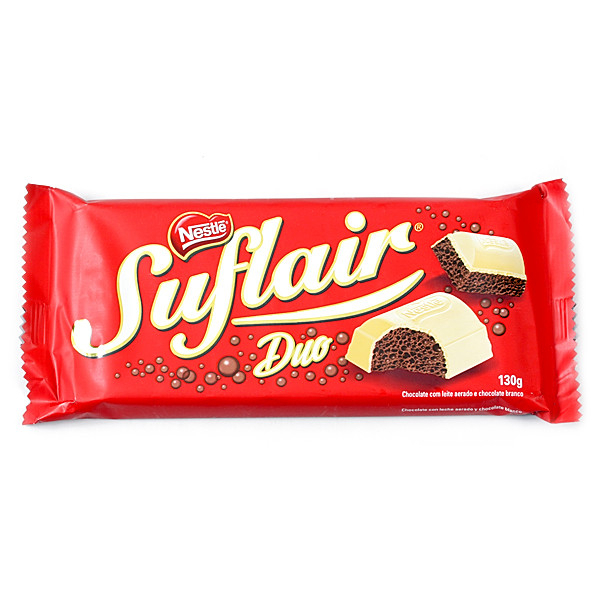 🍫 Suflair Duo – A leveza do chocolate aerado agora em duas camadas irresistíveis: chocolate ao leite e chocolate branco juntos em uma explosão de sabor! ✨